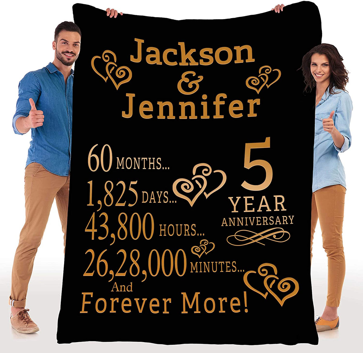 5Th Anniversary Blanket, Best Gift For Anniversary, Customized Fleece Blanket For Your Love Partner With Beautiful Quotes, Blanket For Couples, Valentine, Birthday, Soft And Cozy Blanket