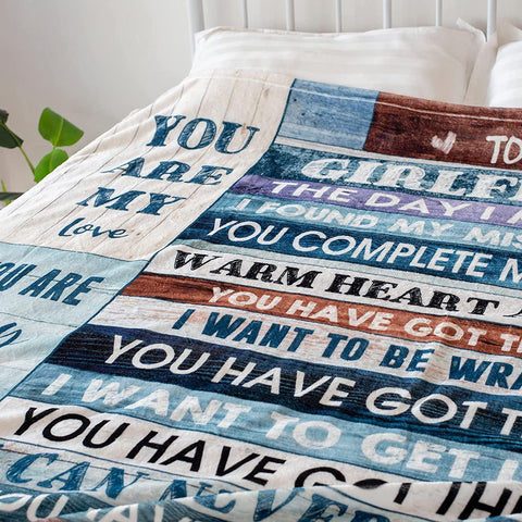 To My Girlfriend Blanket Girlfriend Valentine Gifts I Love You Blessing Sweet Sayings Quote Throw Blankets Birthday Gifts for Her Anniversary