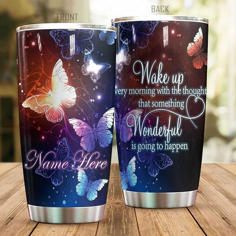 Personalized Stainless Steel Tumblers , With Lid - Butterfly Tumbler Cup With Lid, Double Wall Vacuum Thermos Insulated Travel Coffee Mug ZDT14403