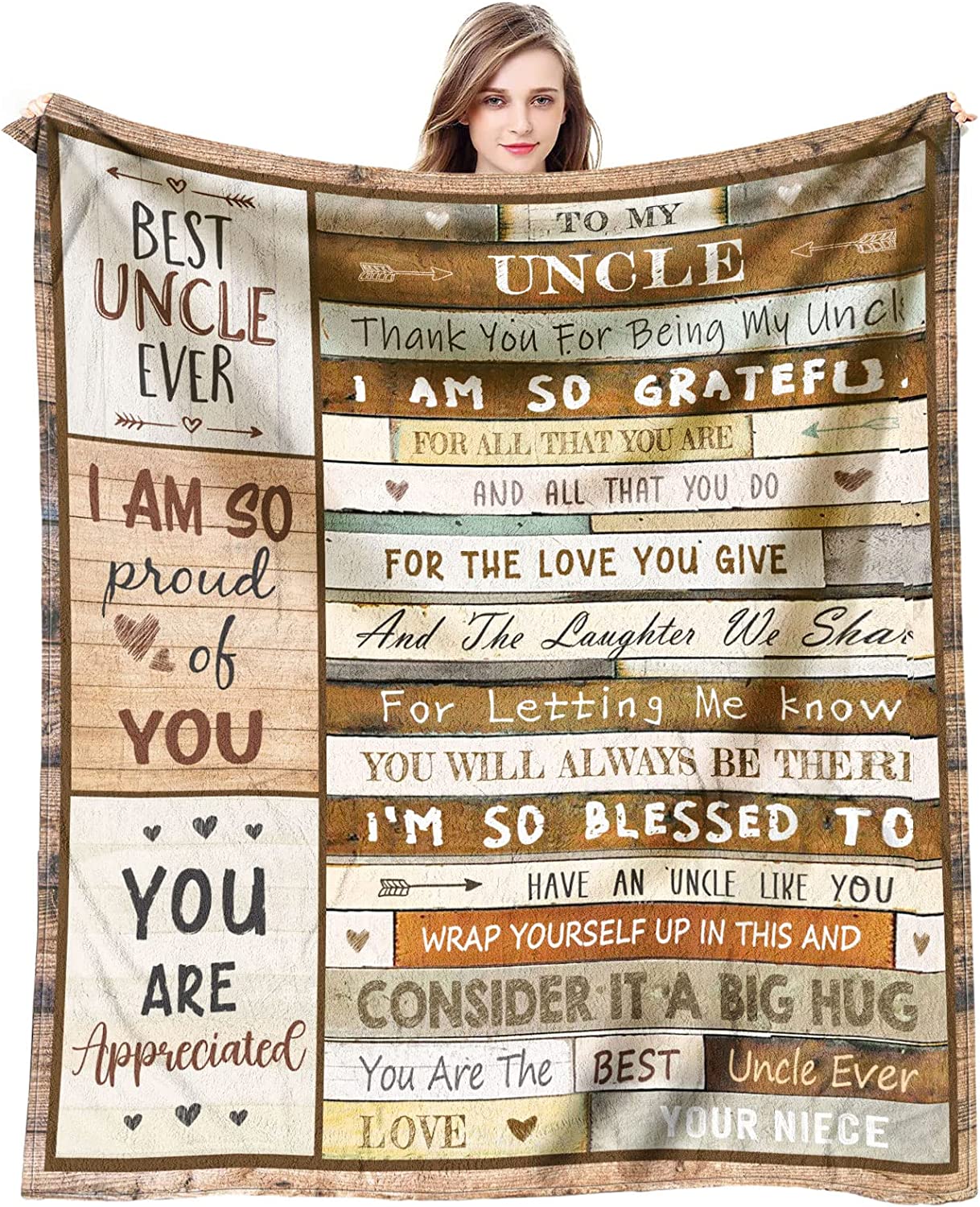 Uncle Gifts - Gifts for Uncle from Niece - Best Gift for Uncle - Uncle Christmas Birthday Gifts from Niece - to My Uncle Gift Throw Blanket