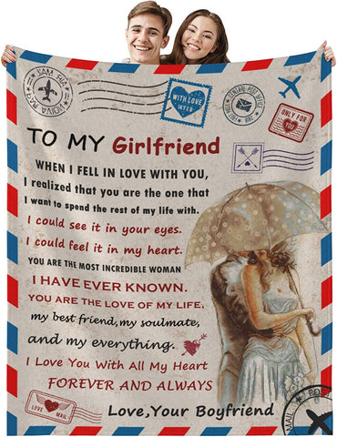 to My Girlfriend Blanket, Gifts for Girlfriend Valentine Anniversary Romantic Gifts for Her, Throw Blankets for Birthday Valentine's Day Gifts