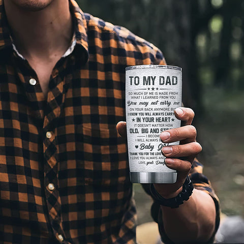 To My Dad Gift from Daughter Insulated Travel Mug - To My Dad Your Little Girl Stainless Steel Tumbler Cup With Lid - Worlds Best Dad Gifts on Fathers Day, Birthday, Valentines Day, Christmas