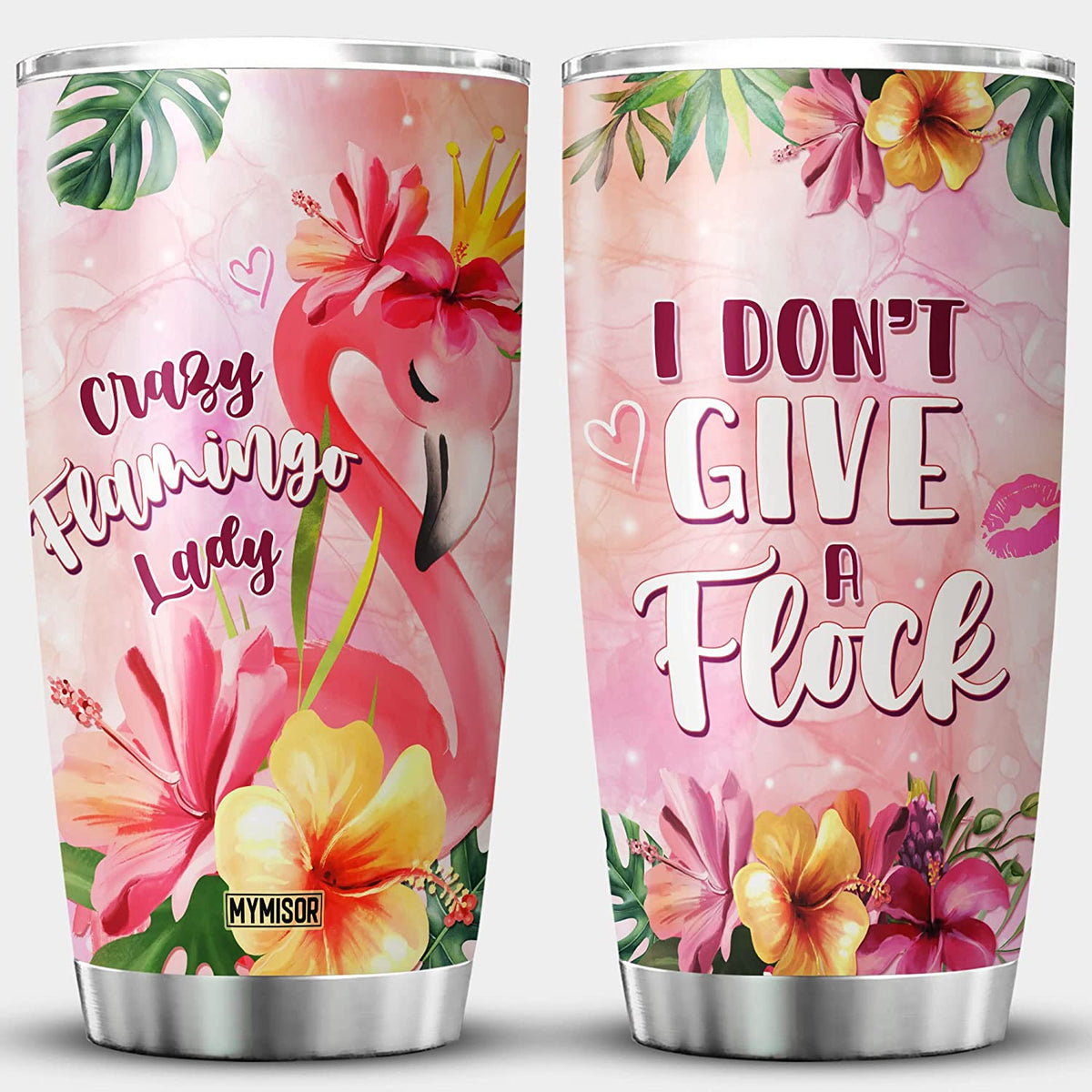 Flamingo Tumbler Vintage Coffee Mug For Women Birthday Present Flamingo Lover Gifts Stainless Steel Cup Insulated I Dont Give A Flock Mug For Her Flower Animal Coffee Cup