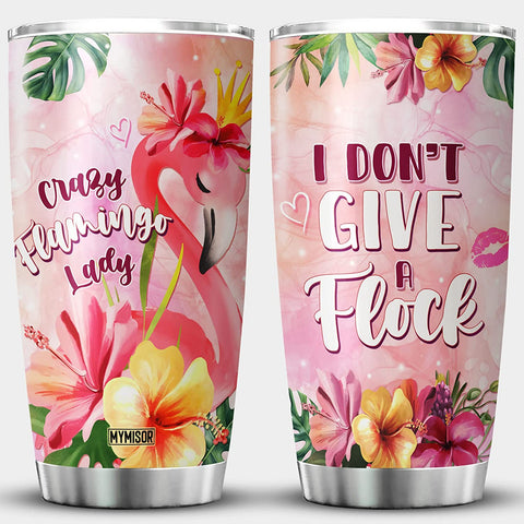 Flamingo Tumbler Vintage Coffee Mug For Women Birthday Present Flamingo Lover Gifts Stainless Steel Cup Insulated I Dont Give A Flock Mug For Her Flower Animal Coffee Cup