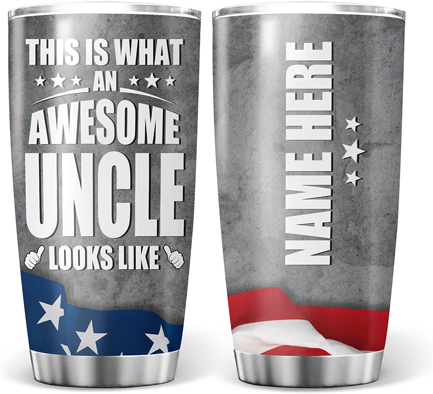 Uncle Tumbler, Personalized This Is What An Awesome Uncle Looks Like Tumbler American Flag Cup Presents For Men Insulated Tumblers