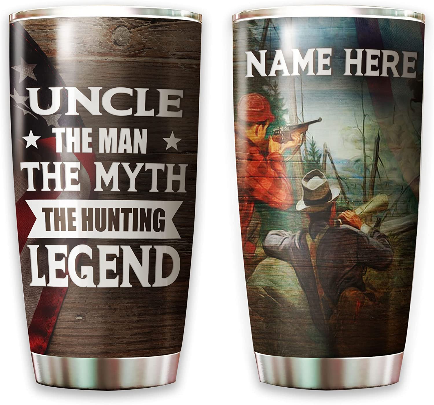 Uncle Tumbler, Uncle The Man The Myth The Hunting Legend Tumbler Customized Hunting Coffee Mugs for Men uncles on Fathers Day Birthday Present Insulated Travel Tumblers