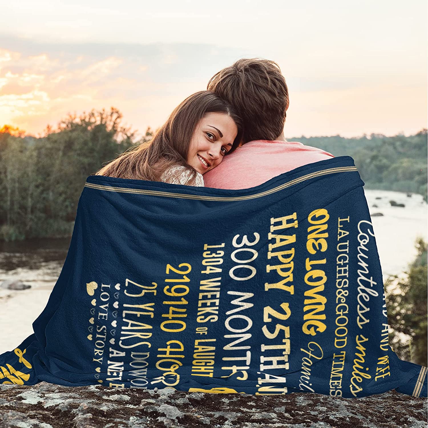 25Th Anniversary Blanket, 25Th Silver Wedding Anniversary Couple Gifts For Dad Mom Parents Friends, Blankets Gift For Husband Wife Her Him