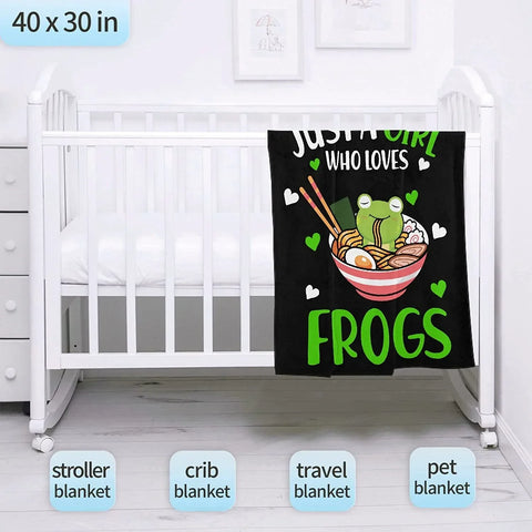 Cartoon Frog Blanket for Kids Just A Girl Who Loves Frogs, Gift For Boy Son Soft Blankets Gift Perfect for Bed Sofa Couch