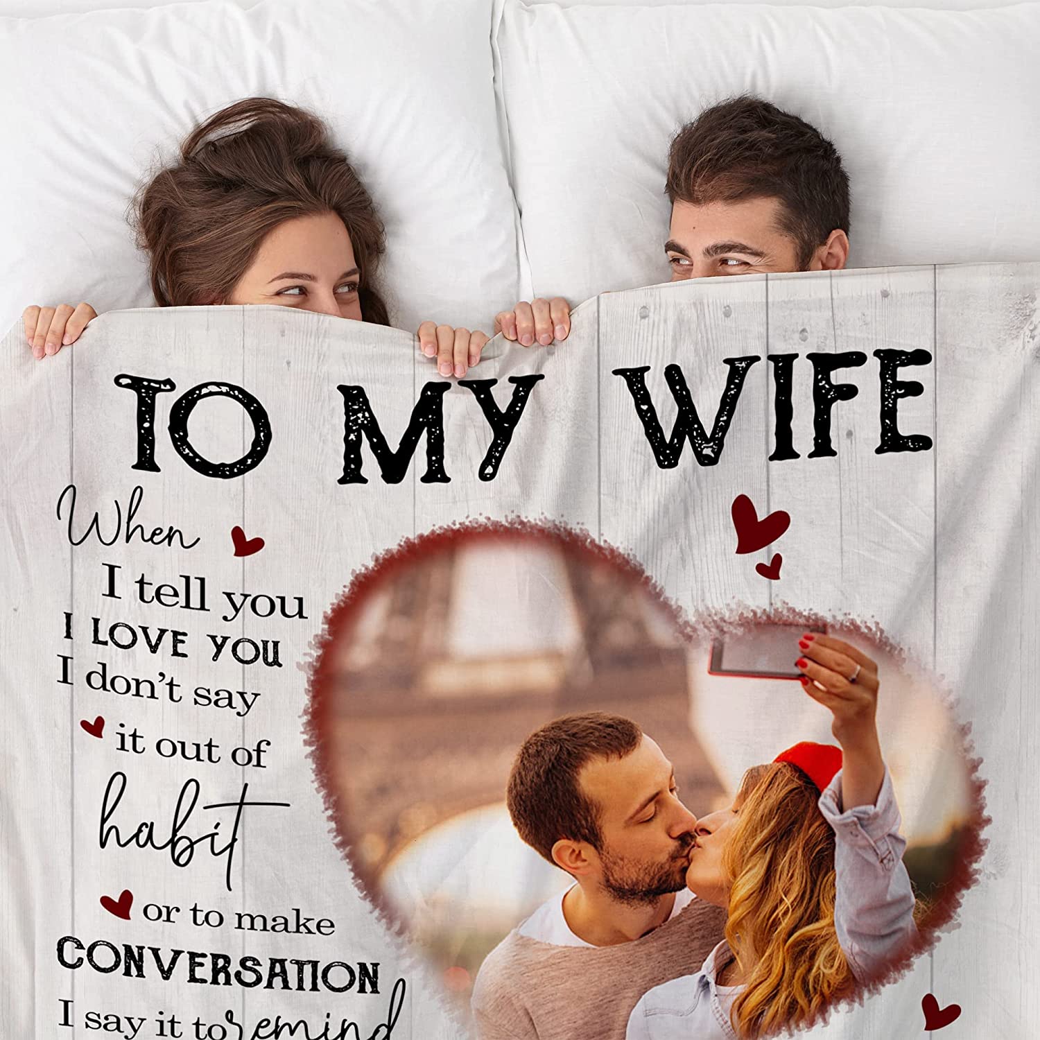 To My Wife Gift Blanket From Husband Custom Blanket With Picture Name Change,Personalized Wife Anniversary Birthday Gifts For Her From Husband For Valentine, Christmas, Wedding, Anniversary, Birthday I Love You Gifts For Wife In Law