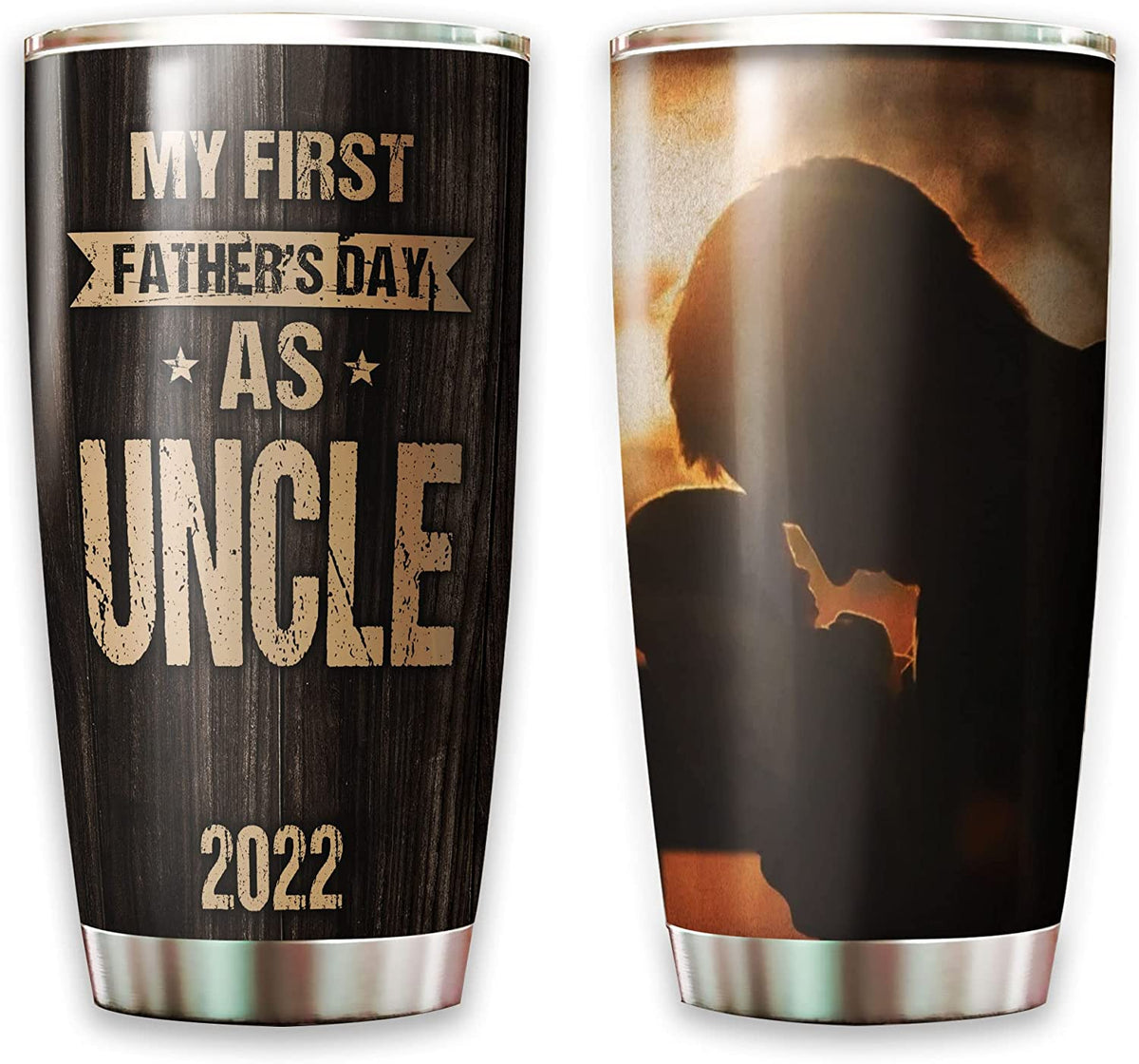 Uncle Tumbler, Personalized Tumbler My First Father's Day As Uncle Cup For New Uncle Men Him Insulated Stainless Steel Tumbler With Lid