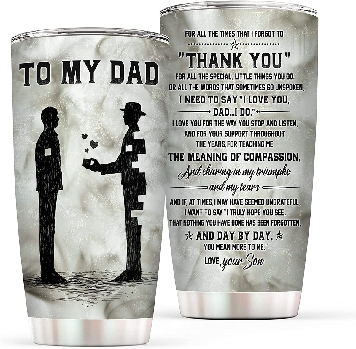 Dad Gift from Son Insulated Travel Mug - Father And Son Stainless Steel Tumbler Cup with Lid - Gifts for Dad on Father's Day, Birthday, Christmas, Valentine's Day