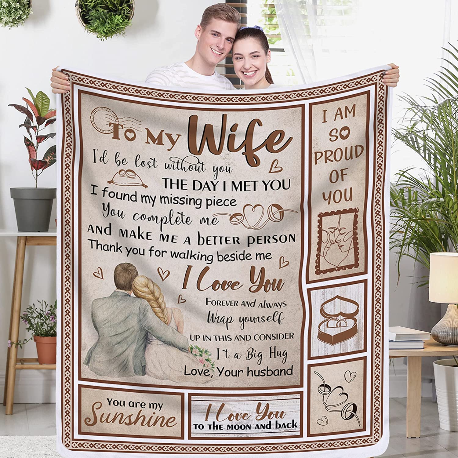 Valentine Gifts for Wife, to My Wife Blanket from Husband, Birthday for Her Soft Throw Blanket, Ideas for Wife, Romantic Valentine’s Day Gifts