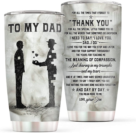 Father's Day Gift from Son Insulated Travel Mug - Father And Son Stainless Steel Tumbler Cup with Lid - Gifts for Dad on Father's Day, Birthday, Christmas, Valentine's Day