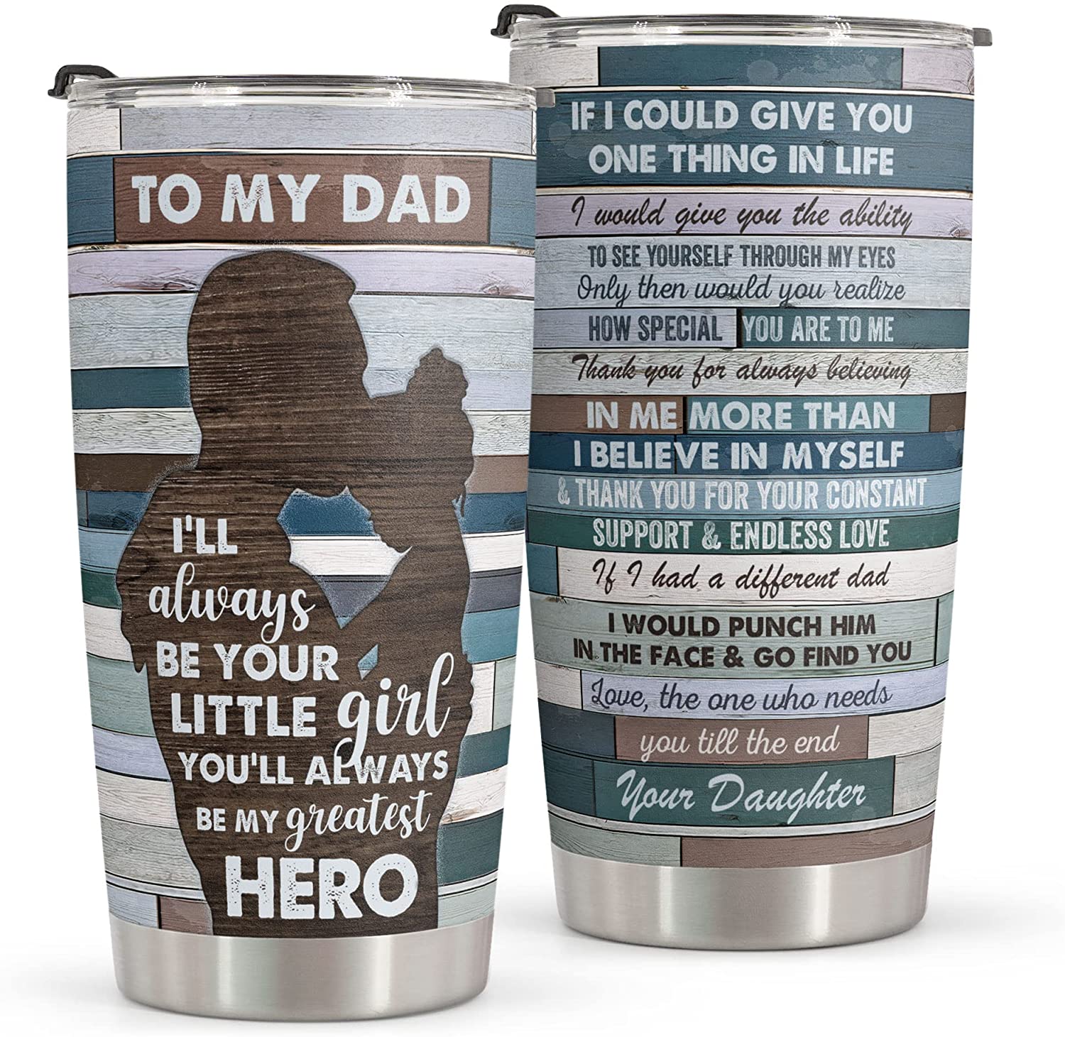 Fathers Day Gift Tumbler For Dad - Birthday Gifts for Dad Stepdad From Daughter - Fathers Day Gifts From Daughter For Dad Step Dad Meaningful Fathers Day Gifts