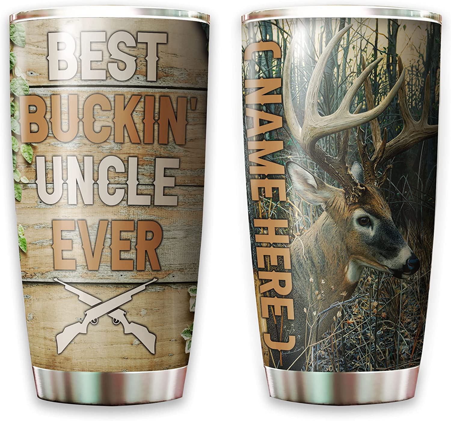 Uncle Tumbler, Personalized Hunting Insulated Tumbler for Men Best Bucking Uncle Ever Stainless Steel Tumbler Deer Hunting Coffee Tumblers for Father's Day Birthday Christmas Present