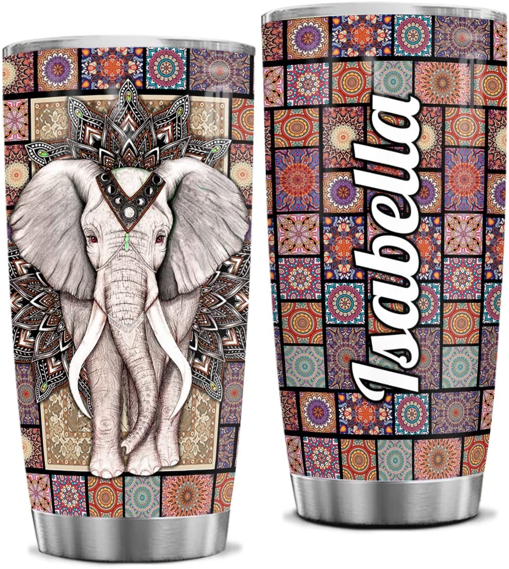 Elephants Tumblers Stainless Steel Double Wall Vacuum Insulated Tumblers Coffee Travel Mug With Lid Birthday Christmas Cups Gifts For Women Girls