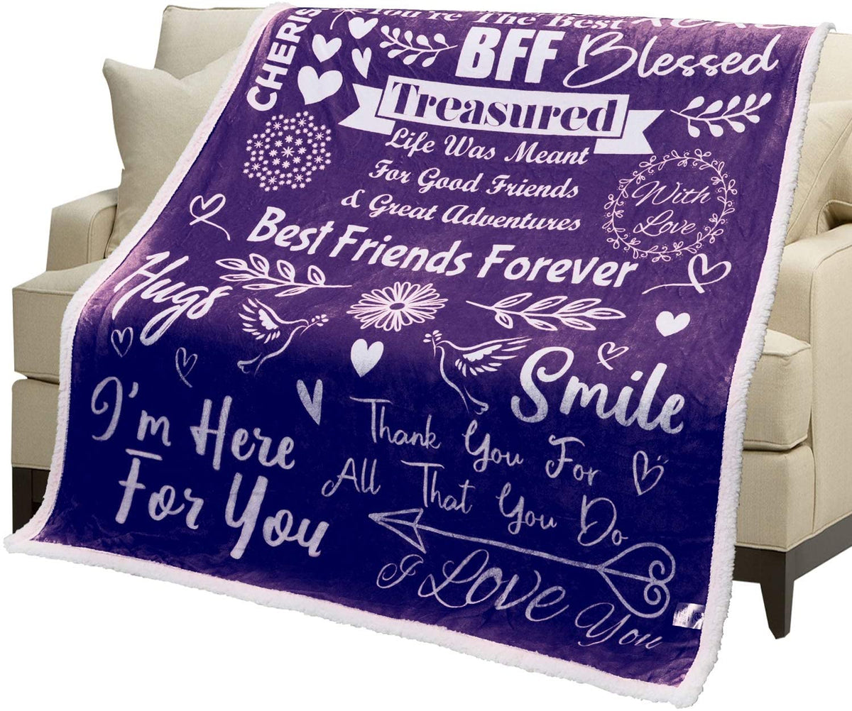 Best Friend Blanket - Bestfriend Birthday Gifts For Bff Besties, Super Soft Sherpa Throw, For Women Unique, Birthday Gifts For Friends Female, Friendship Gifts For Christmas