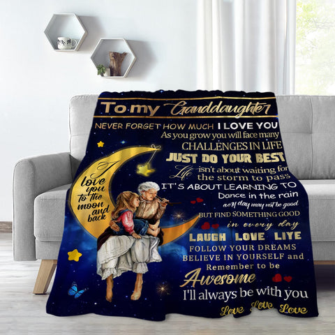 To My Granddaughter Throw Blanket Birthday Gift Idea For Granddaughter Soft Blankets Lightweight Picnic Outdoor Travel