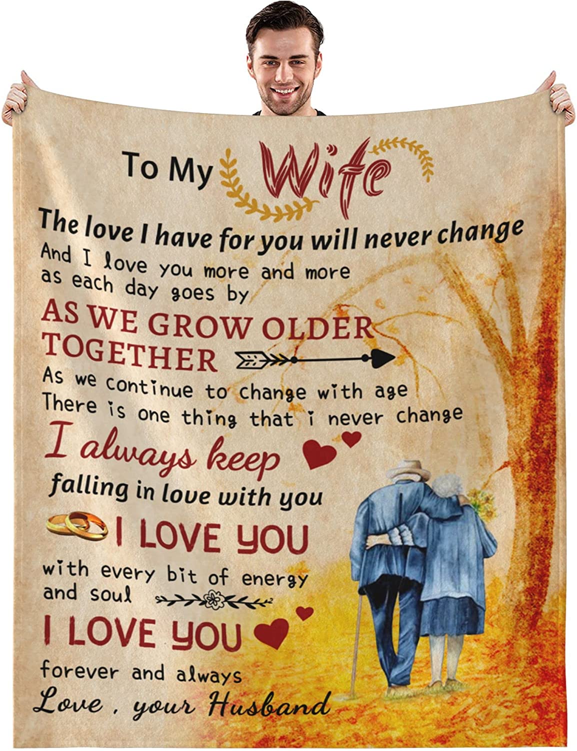 To My Wife Throw Blanket From Husband Valentines Birthday Anniversary Personalization Gift Soft Warm Bed Blanket