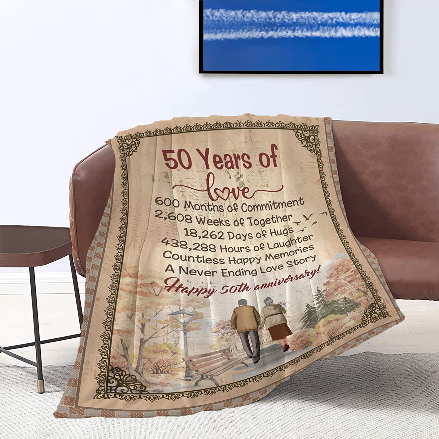 50Th Anniversary Wedding Gifts For Wife Husband Couple Golden Wedding Blanket For Mom Dad Grandparents 50 Years Of Marriage Celebration Throw Blankets Valentine'S Day Fiftieth Gift