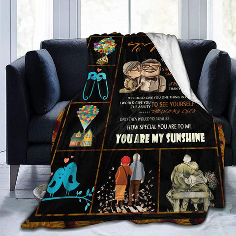 To My Wife Blanket From Husband, You Are My Sunshine Old Couple Throw Blanket, Birthday Christmas Anniversary Holiday Gift For Her Wife