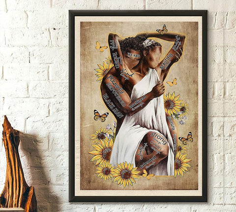 Black King And Queen Wall Art Black Couple Root Sunflower Poster Black Lover Poster Canvas Wall Art Abstract Contemporary Matte Prints Painting Home Decor For Bedroom Living Room No Frame