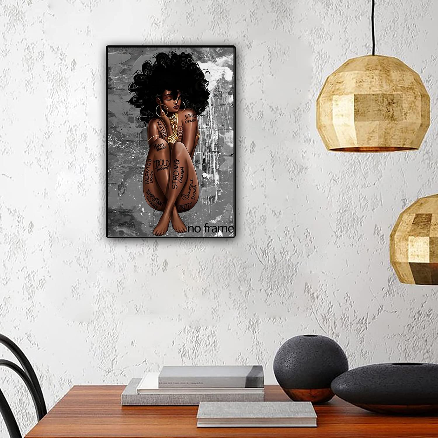 African American Wall Art Black Girl Canvas Black Queen Poster Paintings Women Decor Portrait Meditation Vertical Painted Picture For Living Room Decorations