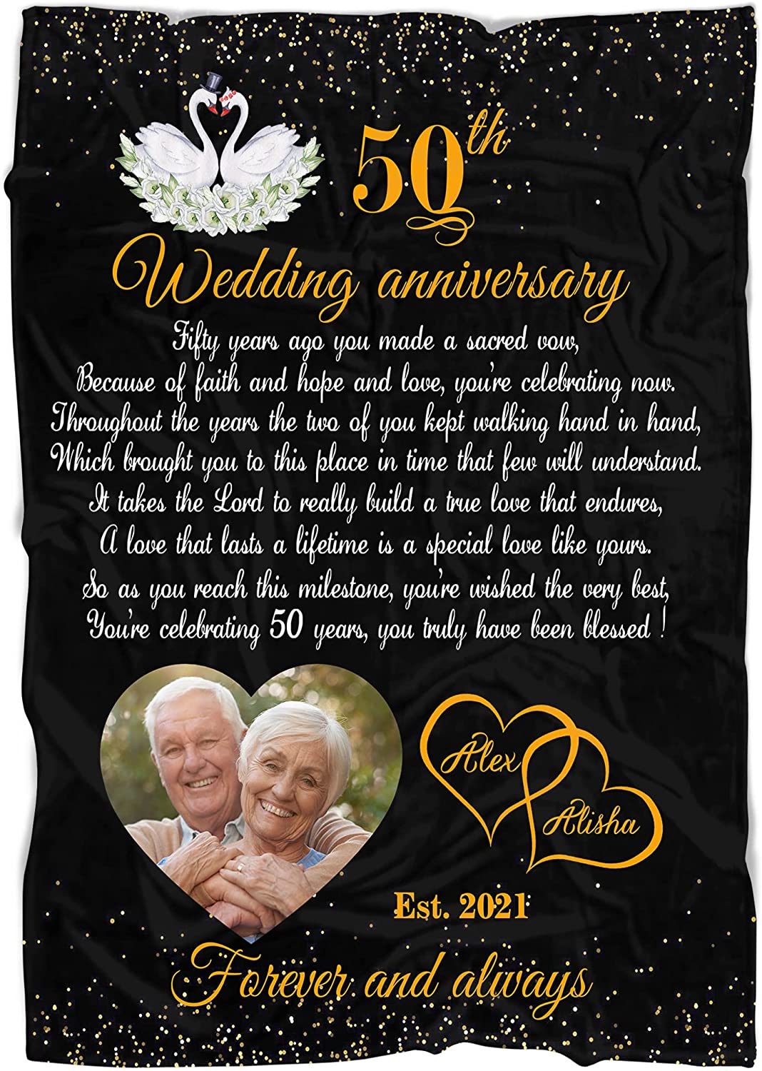 50Th Anniversary Blanket Personalized Golden Wedding Blanket For Parents Custom Couples 50Th Wedding Anniversary Sherpa Blanket For Mom & Dad On Mother's Day