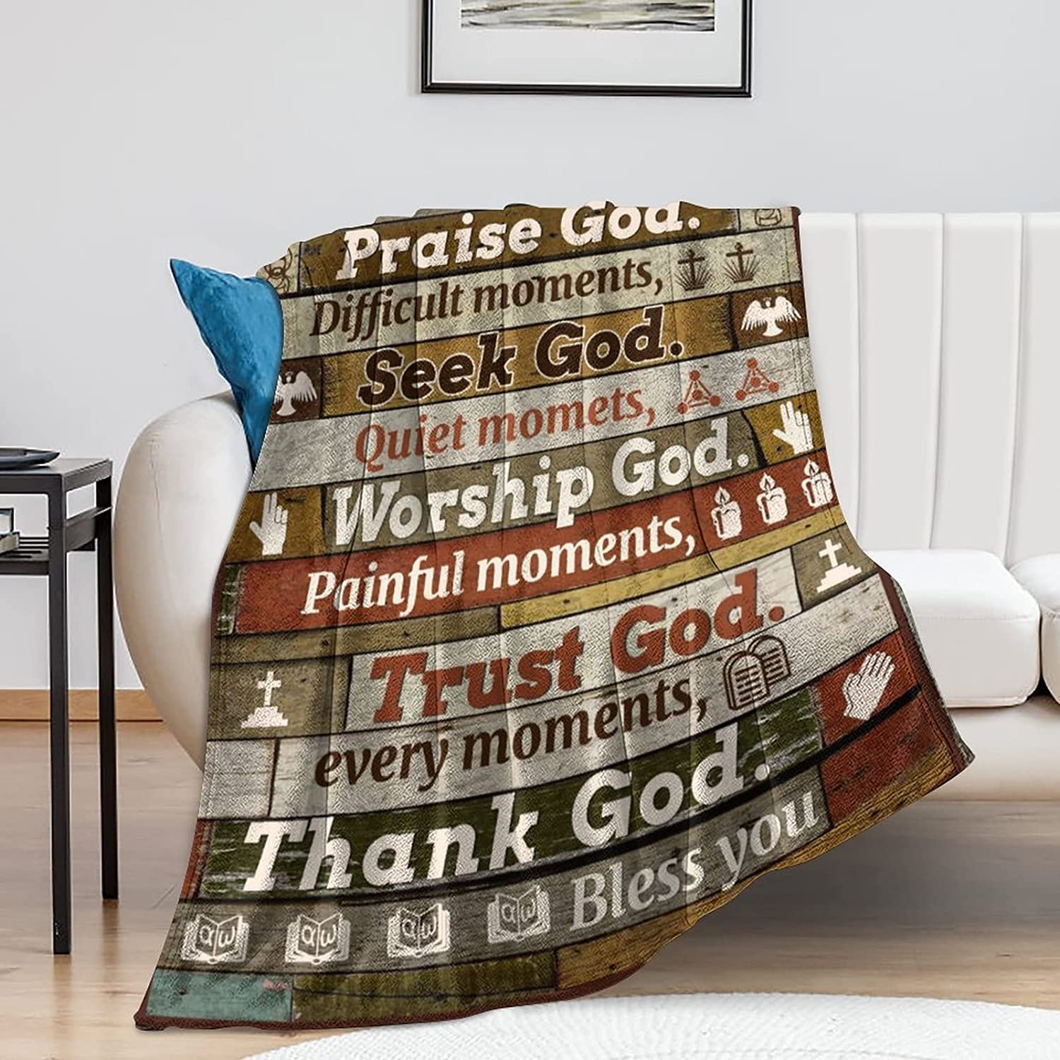 Christian Gifts Blanket for Women Men Soft Religious Blanket with Bible Verse Healing Blanket Fuzzy Plush Scripture Blanket Spiritual Gifts