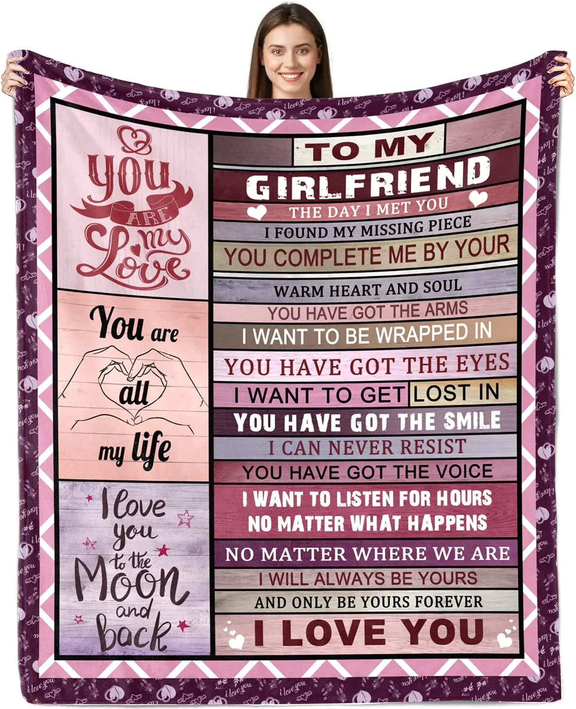 Valentine Birthday Gifts, to My Girlfriend Blanket, Girlfriend Romantic Gifts for Her, Gifts for Girlfriend, Blanket For Sofa Bedding Couch