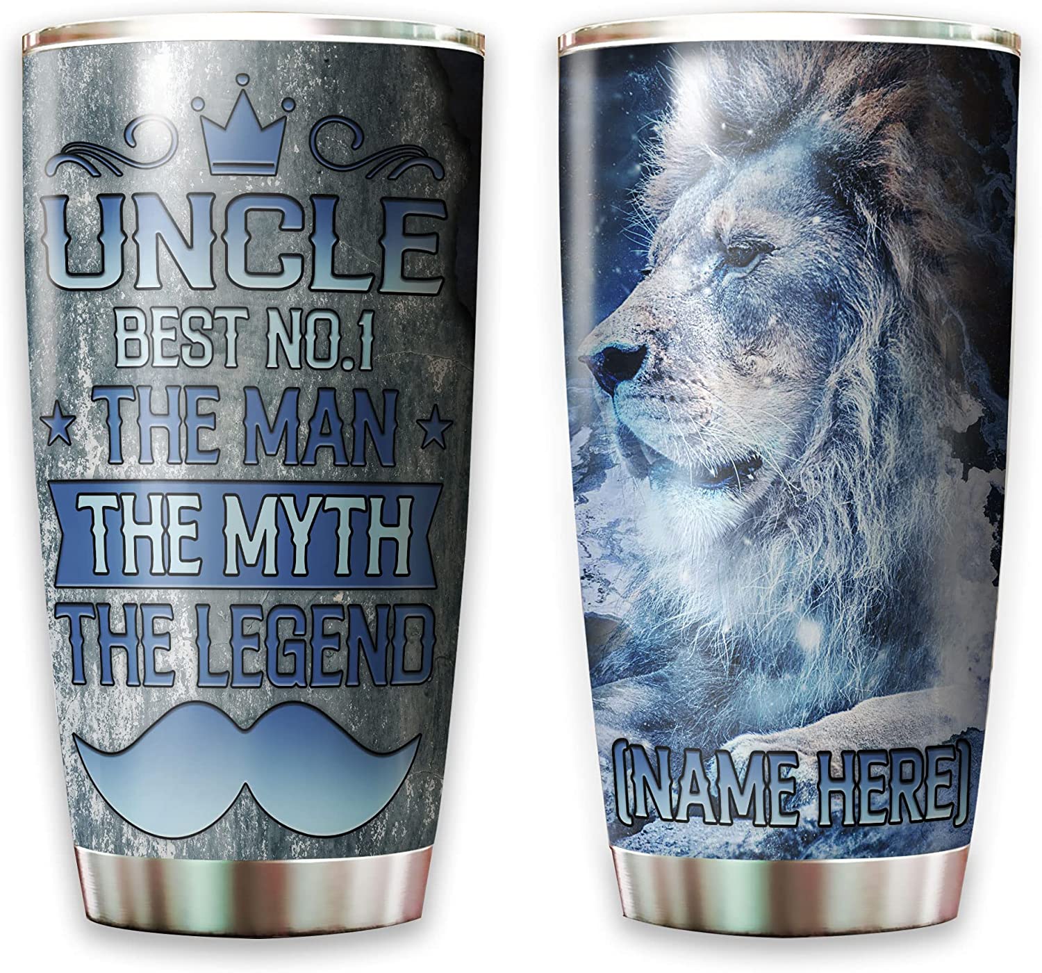 Uncle Tumbler, Personalized Uncle Lion Tumbler Personalized The Man The Myth The Legend Cup For Men Fathers Day Birthday Christmas Presents Insulated Steel Custom Tumblers