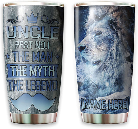 Uncle Tumbler, Personalized Uncle Lion Tumbler Personalized The Man The Myth The Legend Cup For Men Fathers Day Birthday Christmas Presents Insulated Steel Custom Tumblers