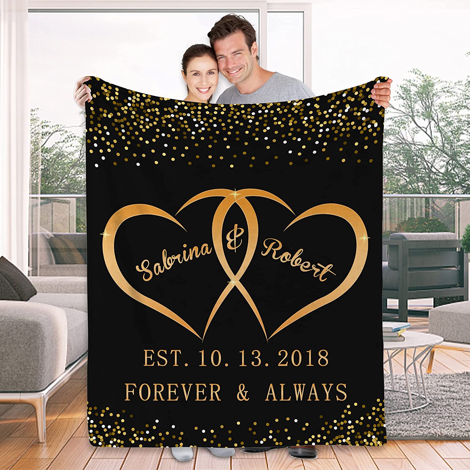 To My Wife Blanket From Husband, Personalized Blanket With Name & Anniversay Date,Anniversary Gifts Birthday Gifts For Her, Valentine'S Day To Wife Gift