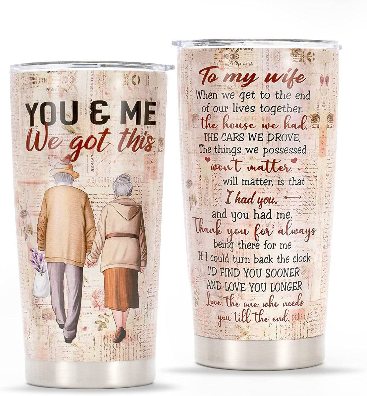 Wife Tumbler, Personalized Tumblers To My Wife - Stainless Steel Double Wall Insulated . Tumbler With Lid - Perfect Christmas Valentines Birthdays Gifts For Wife From Husband