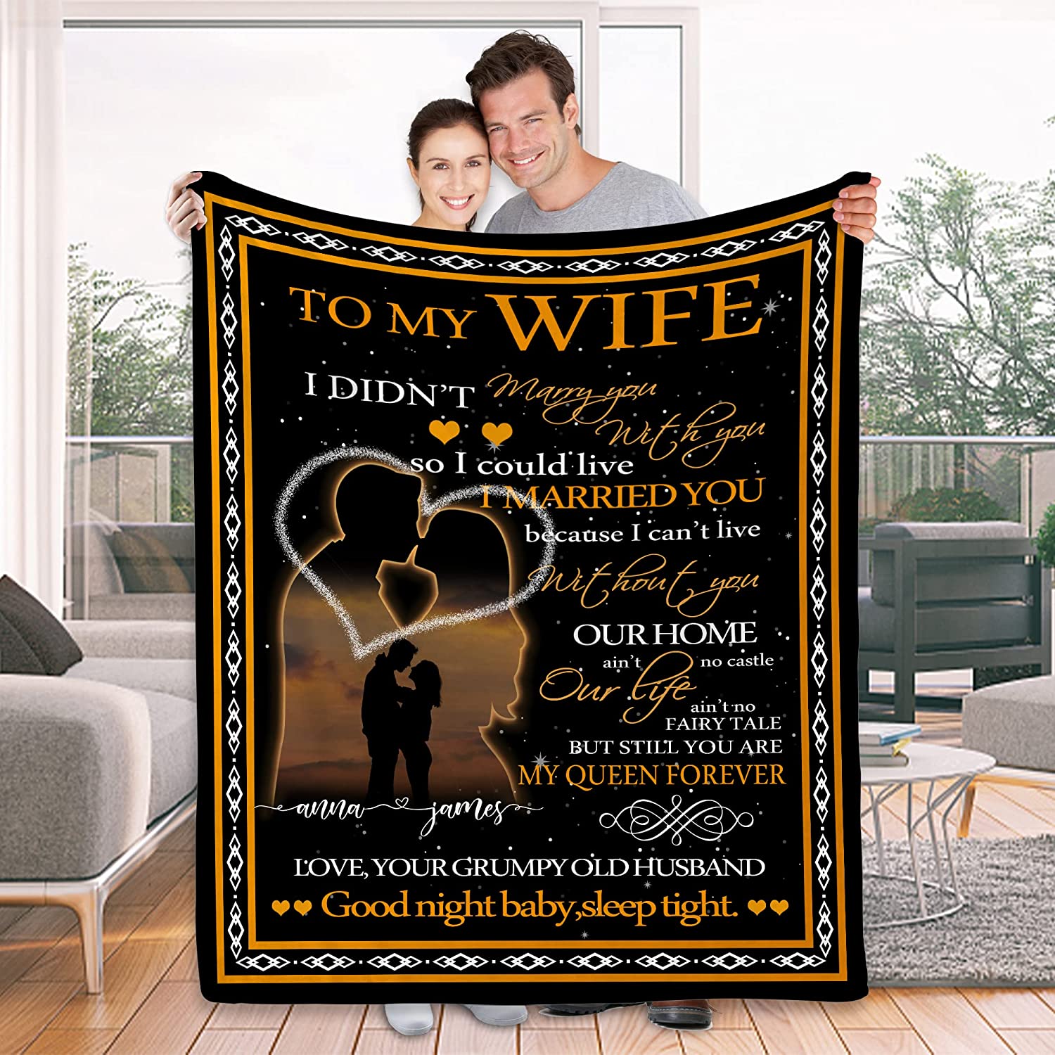 To My Wife Blanket From Husband Personalized Name Blanket For Wife - Wife Birthday Gifts For Her From Husband For Women