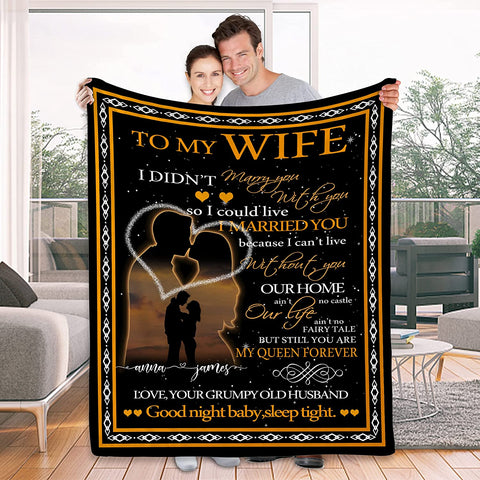 To My Wife Blanket From Husband Personalized Name Blanket For Wife - Wife Birthday Gifts For Her From Husband For Women