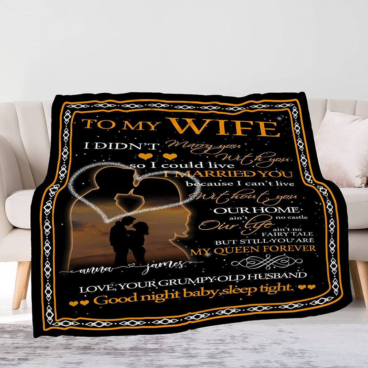 To My Wife Blanket From Husband Personalized Name Blanket For Wife - Wife Birthday Gifts For Her From Husband For Women