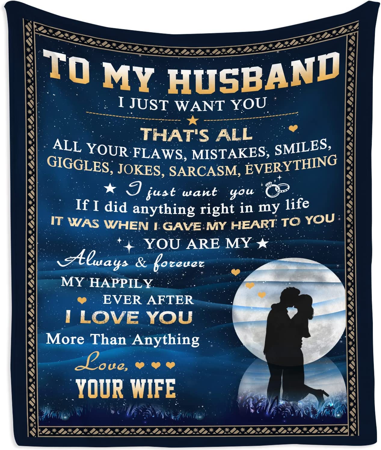 To My Wife Throw Blanket From Husband Valentines Birthday Anniversary Personalization Gift Soft Warm Bed Blanket