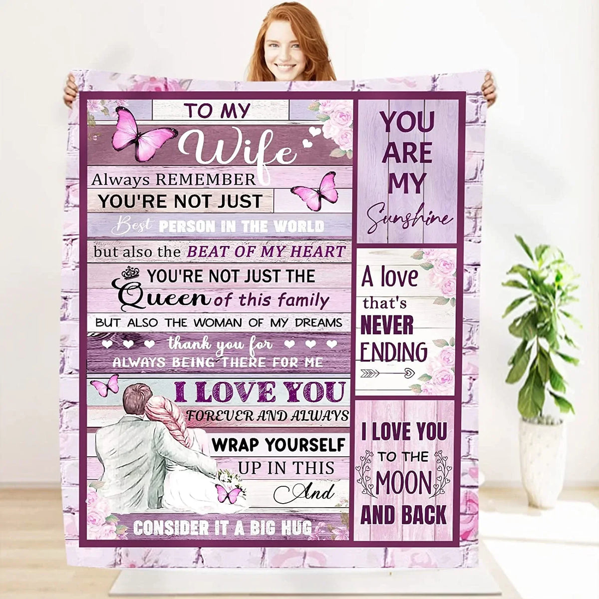 Wife Gifts from Husband, Valentine Birthday Anniversary Gift For Wife Girlfriend Her Blanket to My Wife from Husband