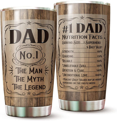 Fathers Day Gift, Best Dad Ever Tumbler - The Man The Myth The Legend Travel Coffee Mug - Tumbler Gifts for Dad, Father, Bonus Dad, Father-in-law, Birthday, Christmas, Father's Day Tumbler Gifts