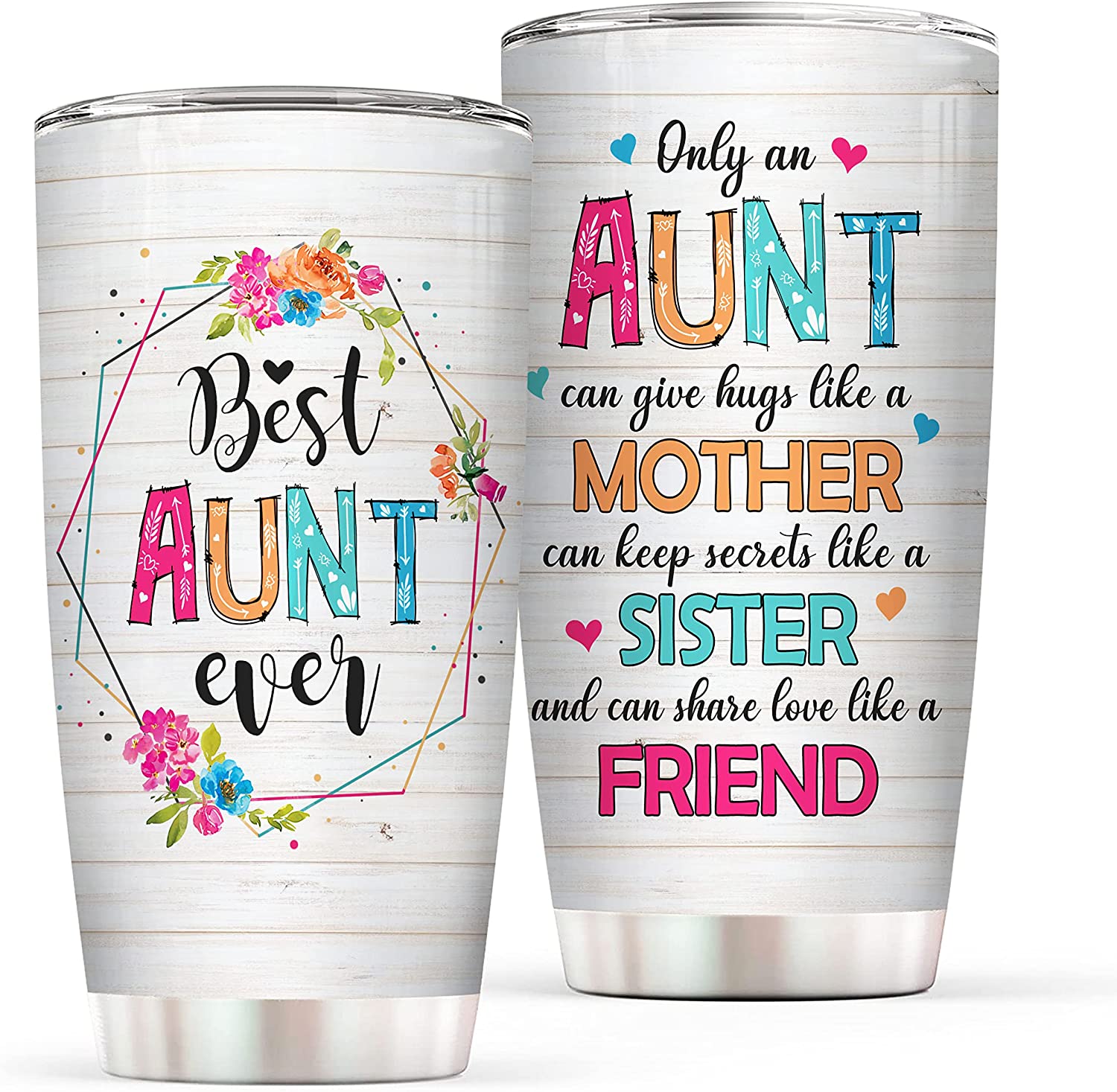 Aunt Tumbler, Best Aunt Ever Tumbler Stainless Steel Travel Mug with Lid - Aunt-to-be, Aunt Gifts from Niece, Nephew - Funny Gift for Aunt for Birthday, Christmas, Mother's Day, Valentine's Day