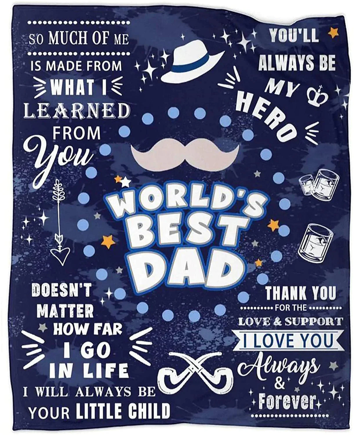 World's Best Dad Blanket From Daughter Son Throws Daddy Father Throw Best Dad Ever Flannel Blankets For Couch Bedroom Sofa Warm Blanket Love Gift For Fathers Day