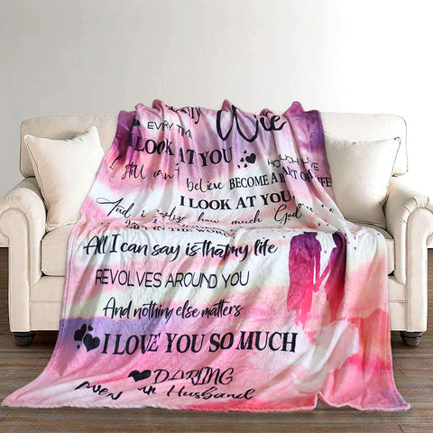 Wife Gift Blanket For Her From Husband, Romantic Wife Birthday Gifts For Her Wedding For Wife, To My Wife Blankets For Christmas Valentines Mothers Day