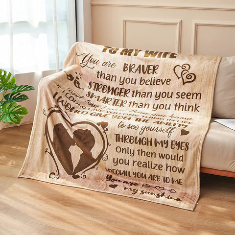 Valentine's Gift For Wife Her, To My Wife Blanket - Gifts for Wife from Husband Custom Blanket Wife Birthday Gift Ideas Anniversary