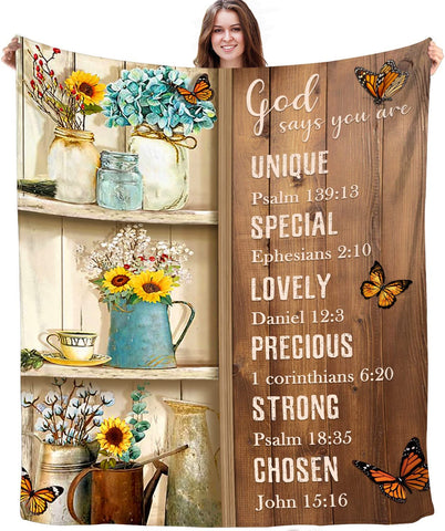 Christain Blanket God Says You are Religious Throw Blanket Inspirational Gifts for Women Wife Mom Daughter.