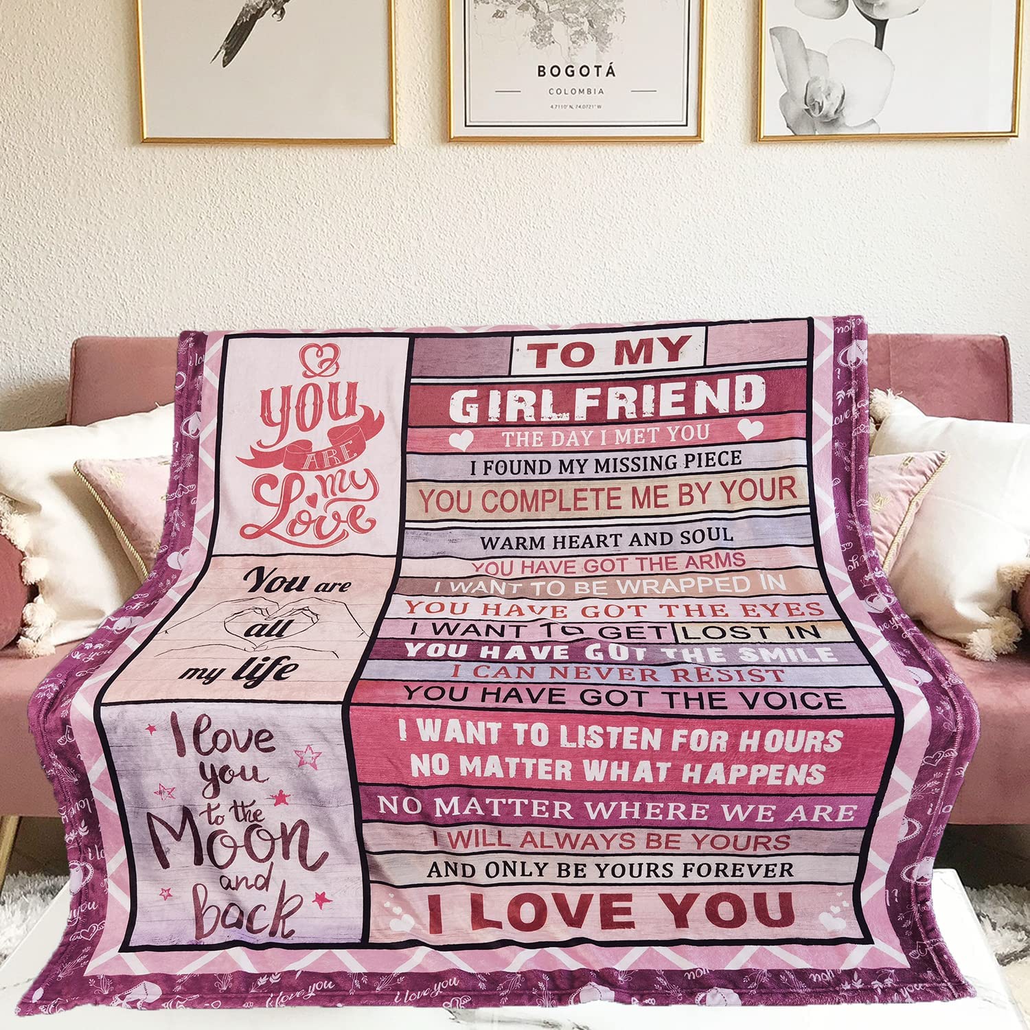 Valentine Birthday Gifts, to My Girlfriend Blanket, Girlfriend Romantic Gifts for Her, Gifts for Girlfriend, Blanket For Sofa Bedding Couch