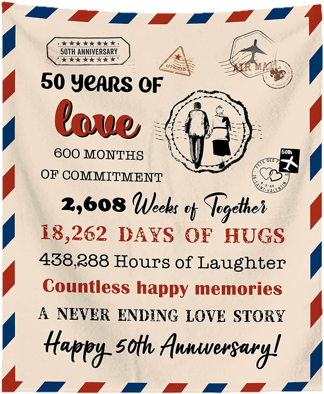 50Th Anniversary Gifts Blanket, Golden Wedding Anniversary Couple Gifts For Dad Mom, 50Th Anniversary Wedding For Husband Wife Parents Gifts, 50 Years Of Marriage Gift Blanket