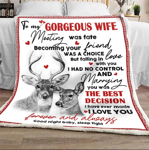 To My Wonderful Wife From Husband Old Couple Personalized Fleece Blanket