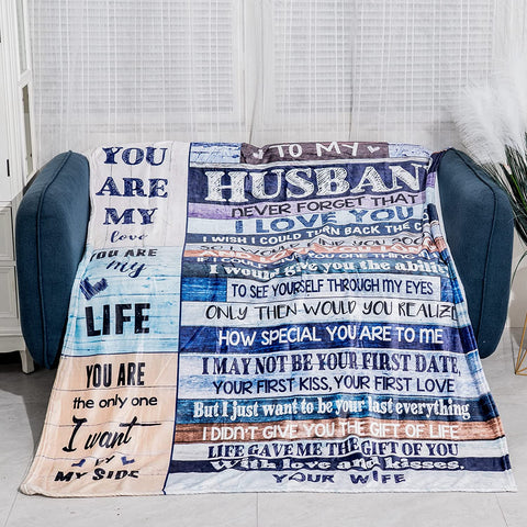 Anniversary Valentines Gifts for Husband Boyfriend, You are My Life Wedding Christmas Blankets Gifts to My Husband, Fleece Blankets Soft Bedding Sofa