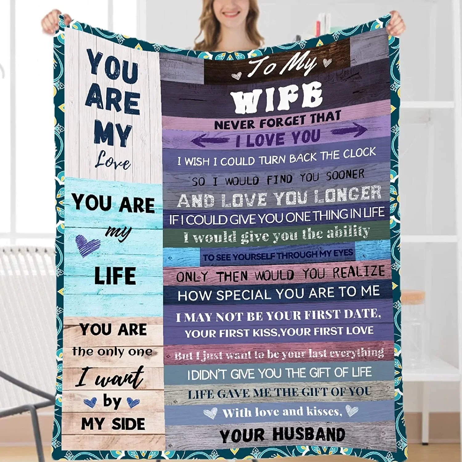 to My Wife Blanket, Birthday Vlaentine Anniversary Gift For Wife her From husband, to My Wife Gift from Husband for Birthday Wedding,Mother's day